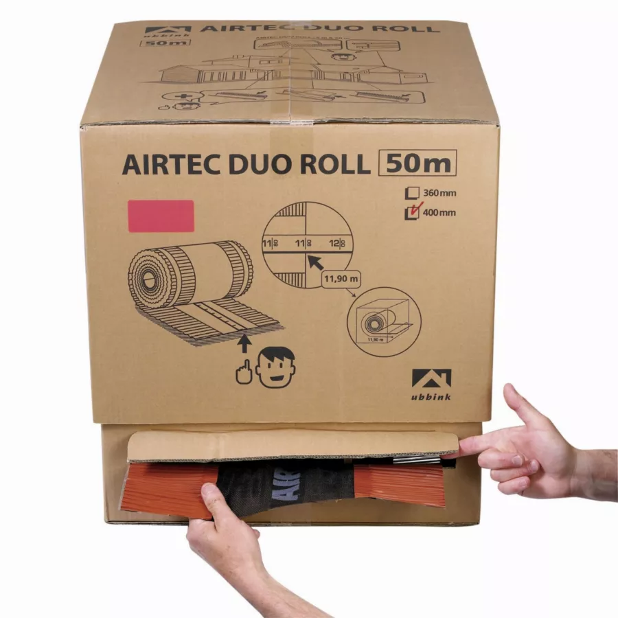 Closoir de faîtage Airtec Duo Roll UBBINK - ocre - 50 m x 400 mm en carton dérouleur - 203780 Closoir de faîtage Airtec Duo Roll UBBINK - ocre - 50 m x 400 mm en carton dérouleur - 203780