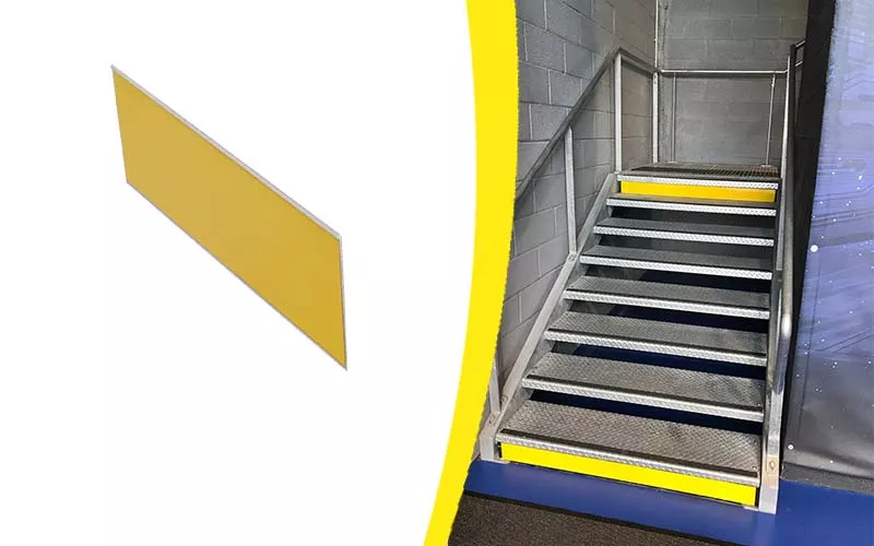 Plaque contremarche métal Waccess à coller WATTELEZ 100 x 3000 mm - jaune - 810329J Plaque contremarche métal Waccess à coller WATTELEZ 100 x 3000 mm - jaune - 810329J
