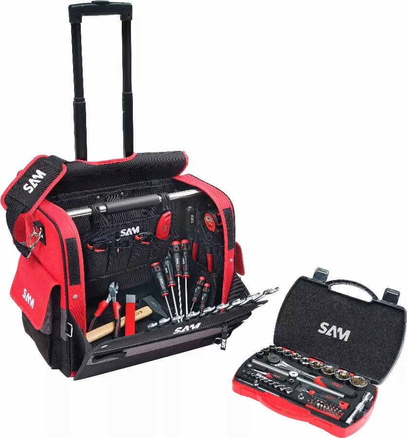 Trolley textile 33 litres + 100 outils de maintenance SAM OUTILLAGE - CP-100-BAG7N Trolley textile 33 litres + 100 outils de maintenance SAM OUTILLAGE - CP-100-BAG7N