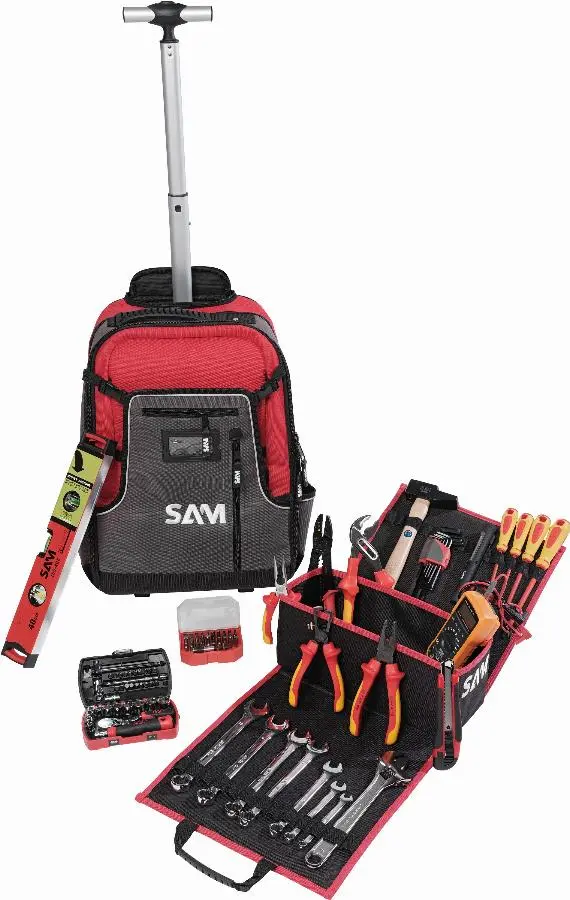 Sac à dos textile 40L avec composition électricien 111 outils SAM OUTILLAGE - CP-ELEC2