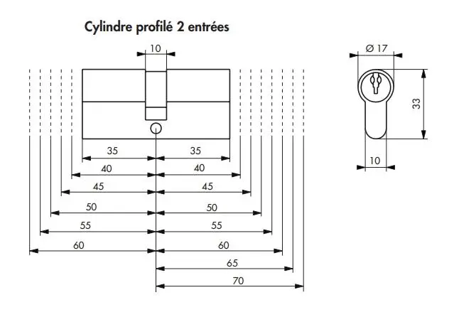 Cylindre Serrure Thirard 66mm (33+33) Sécurité 10 Résist 4 Clés - Neuf