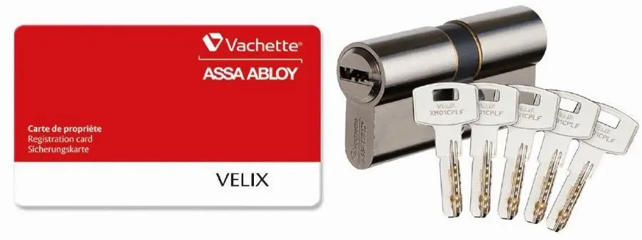 Cylindre 7101 Velix 30x30 VACHETTE 5 clés réversible varié nickelé - 28170000