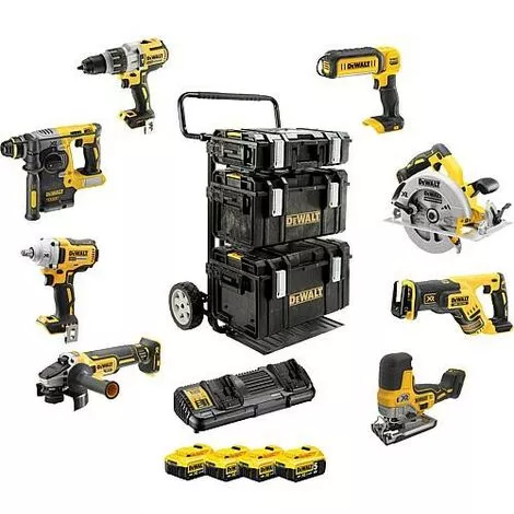 Kit Premium 8 Outils XR 18V DEWALT Brushless + 4 Batteries 5Ah Li-Ion - DCK856P4