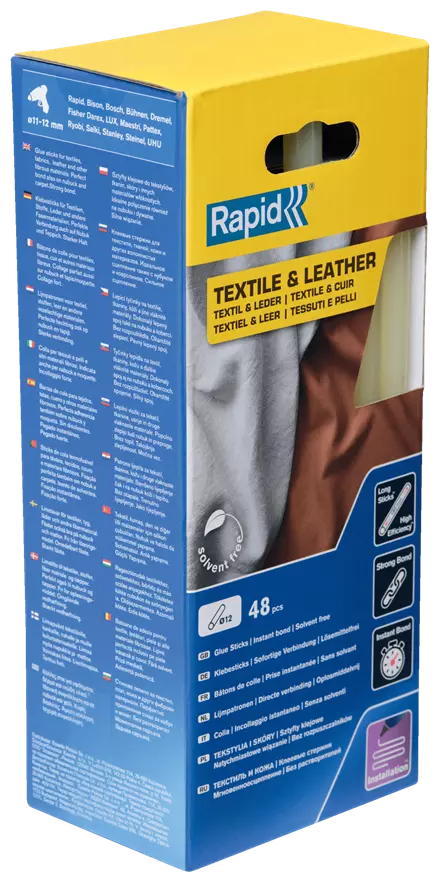 Bâtons de colle Textiles & Cuir 12 mm - RAPID - 5001419 Bâtons de colle Textiles & Cuir 12 mm - RAPID - 5001419