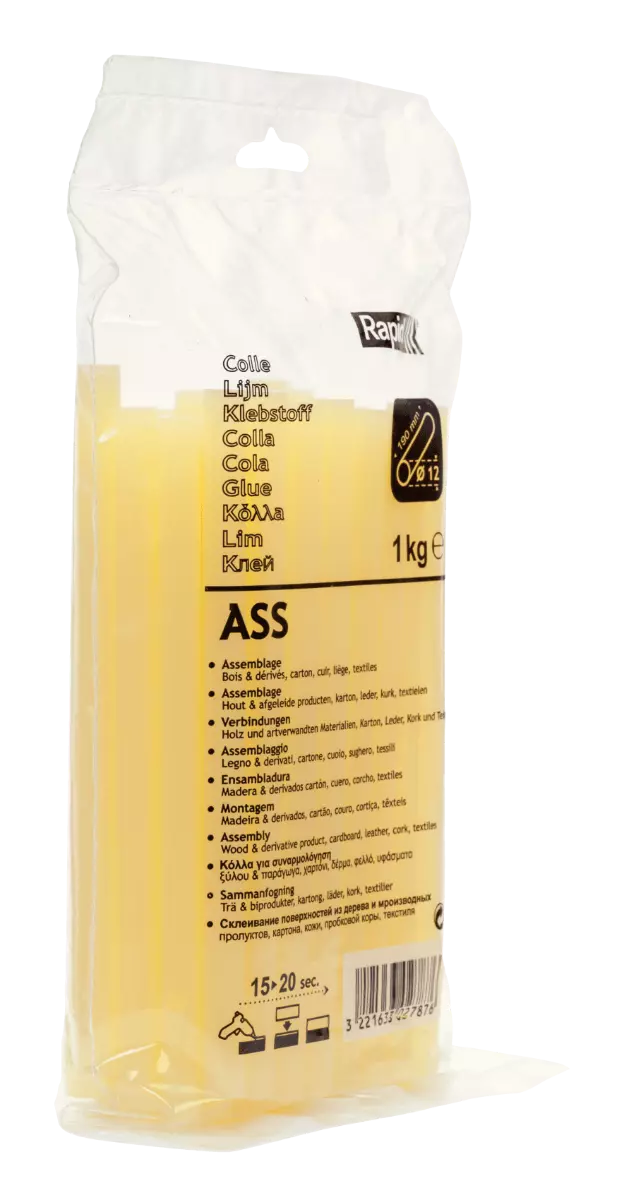 Bâtons de colle professionnelle spécial Assemblage 12 mm - Beige - 1 Kg - Sachet - RAPID-ISABERG - 40302787