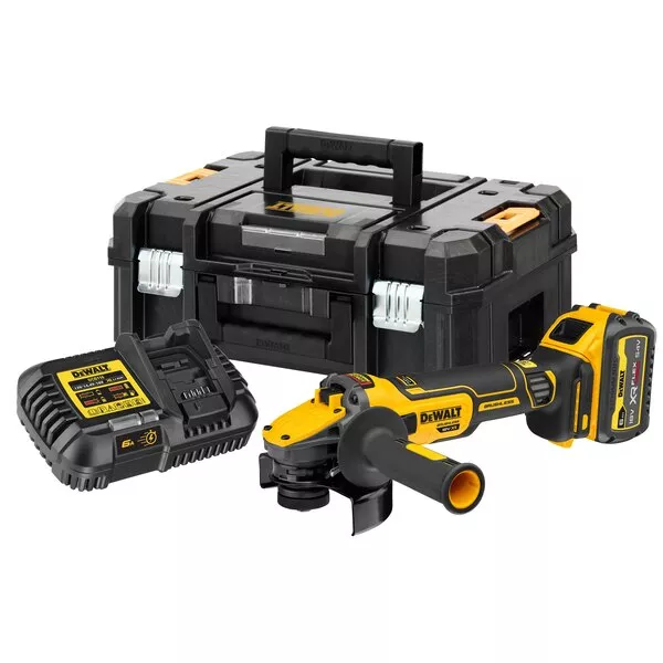 Meuleuse 18V 125 mm XR Brushless  - DEWALT - avec 1 batterie 18V 6Ah - chargeur - coffret - DCG409T1-QW