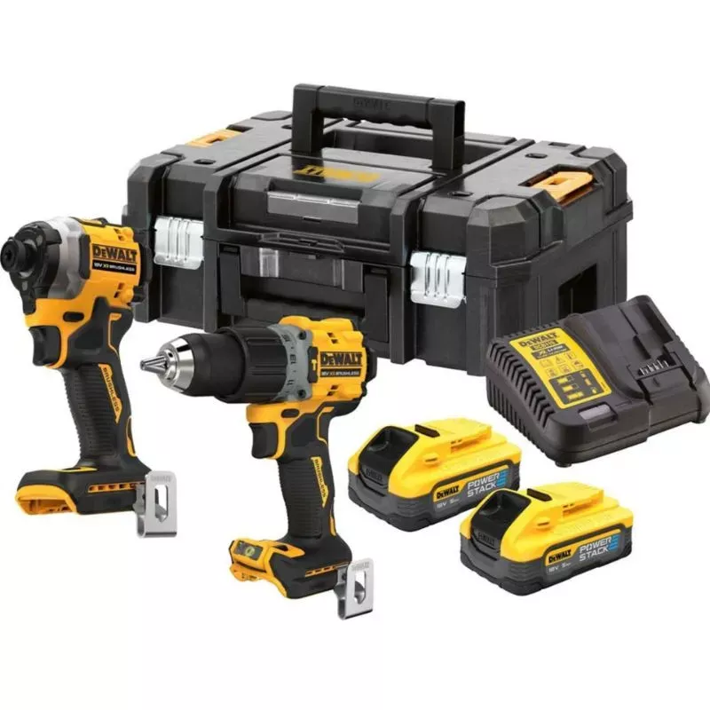 Kit 2 outils DEWALT 2 batteries 18V 5Ah POWERSTACK Perceuse à percussion DCD805 + Visseuse à chocs DCF850 - DCK2050H2T-QW Kit 2 outils DEWALT 2 batteries 18V 5Ah POWERSTACK Perceuse à percussion DCD805 + Visseuse à chocs DCF850 - DCK2050H2T-QW