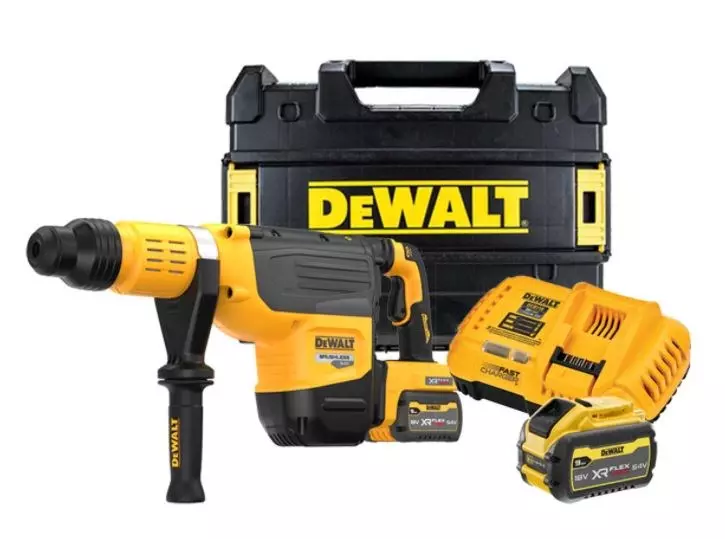 Perforateur SDS-Max XR Flexvolt 54V 13,3J - DEWALT - avec 2 batteries 54V 3Ah - chargeur - coffret - DCH735X2-QW