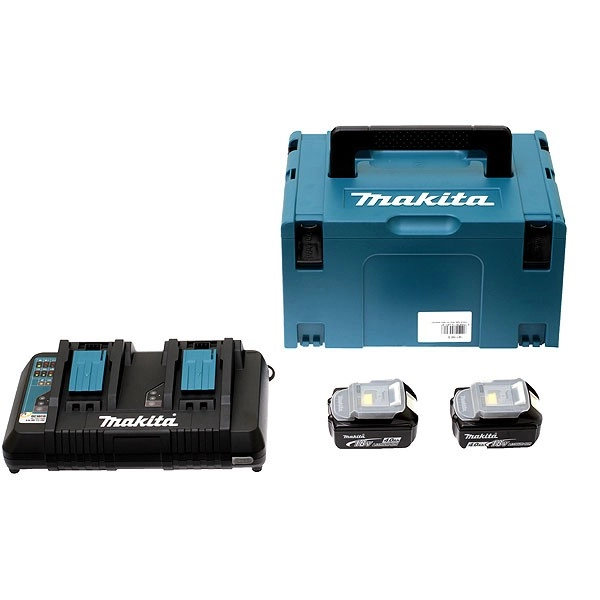 Pack Énergie MAKITA 18V Li-Ion + 2 batteries 18V 4.0Ah + 1 chargeur double avec coffret MAKPAC - 197504-2 Pack Énergie MAKITA 18V Li-Ion + 2 batteries 18V 4.0Ah + 1 chargeur double avec coffret MAKPAC - 197504-2