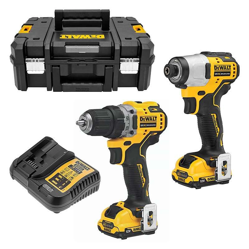 Kit 2 outils XR 12V Brushless Perceuse visseuse DCD701 - Visseuse à chocs DCF801 - DEWALT - avec 2 batteries 12v 3Ah - chargeur - coffret - DCK2110L2T Kit 2 outils XR 12V Brushless Perceuse visseuse DCD701 - Visseuse à chocs DCF801 - DEWALT - avec 2 batteries 12v 3Ah - chargeur - coffret - DCK2110L2T