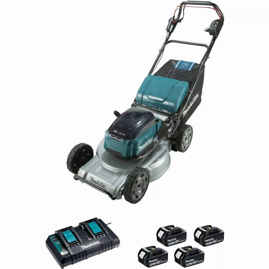 Tondeuse auto-tractée 36V 2 x 18V Li-Ion 5 Ah MAKITA 4 batteries - DLM533PT4