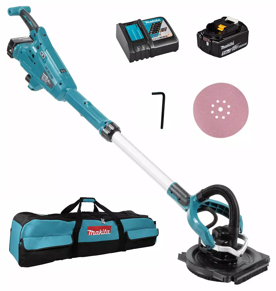 Ponceuse pour cloison sèche 18V LXT Ø 225 mm - MAKITA - avec 2 batteries 18V 5.0Ah - chargeur - Sac - DSL800RTEU Ponceuse pour cloison sèche 18V LXT Ø 225 mm - MAKITA - avec 2 batteries 18V 5.0Ah - chargeur - Sac - DSL800RTEU