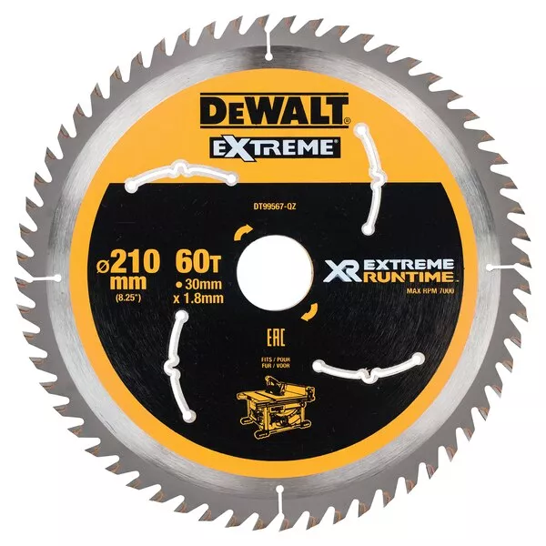 Lame scie à table 210x30 mm 60 Dents XR Extrême runtime DEWALT - DT99567 Lame scie à table 210x30 mm 60 Dents XR Extrême runtime DEWALT - DT99567