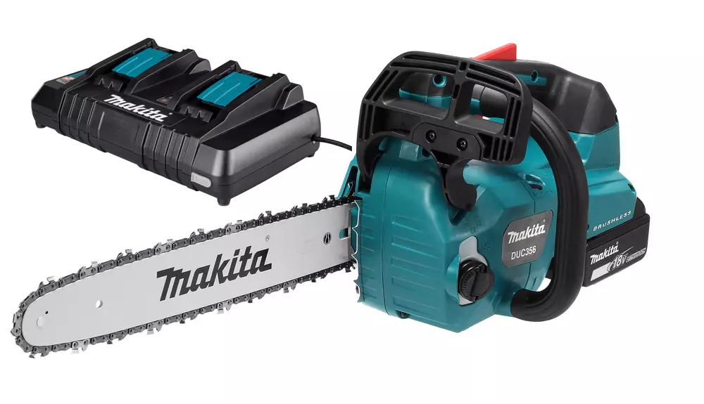 Tronçonneuse LXT® 36V (2x18V) - MAKITA - avec 2 batteries 18V 5.0Ah - chargeur double - DUC356T001 Tronçonneuse LXT® 36V (2x18V) - MAKITA - avec 2 batteries 18V 5.0Ah - chargeur double - DUC356T001
