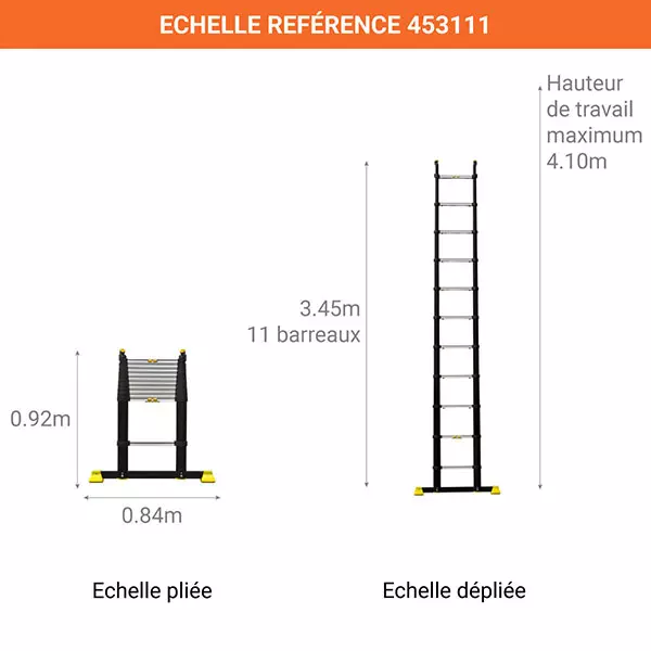Echelle télescopique CENTAURE 11 Echelons - L 3.45M - 474111