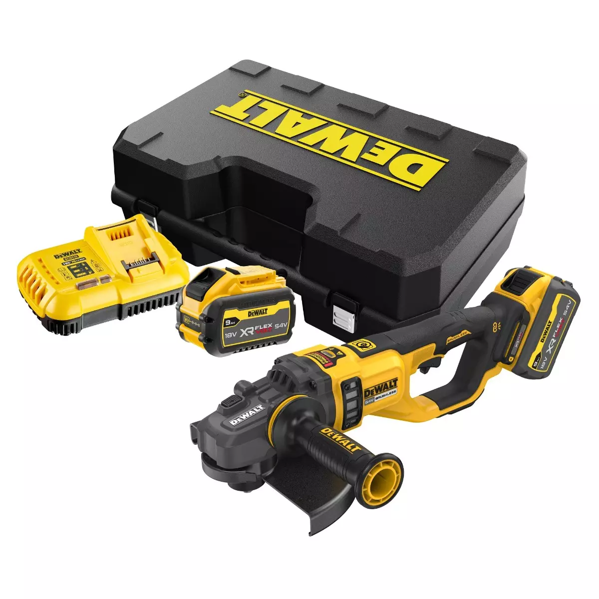 Meuleuse 230 mm XR FLEXVOLT 54V Brushless - DEWALT - 2 batteries 54V 3.0Ah - chargeur - coffret - DCG460X2-QW Meuleuse 230 mm XR FLEXVOLT 54V Brushless - DEWALT - 2 batteries 54V 3.0Ah - chargeur - coffret - DCG460X2-QW