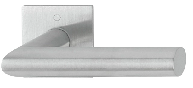 Paire de béquille sur rosace plate autocollante carrée Bec de cane Amsterdam Inox F69 - HOPPE - ROZ 3478448