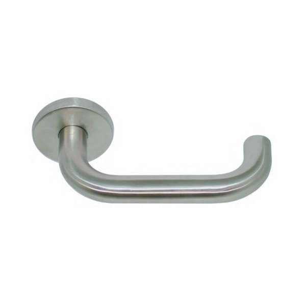 Paire béquilles Inox 304 2 coudes C7 sur rosace Vabre - ressort rappel ép.38/50 mm - 171