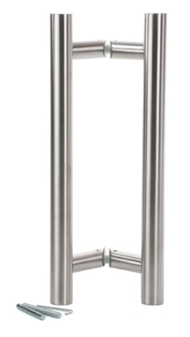 Paire bâton de maréchal inox 304 poignée tirage oblique Ø38 L.1800 axe 1500mm INOX IMPORT - 337