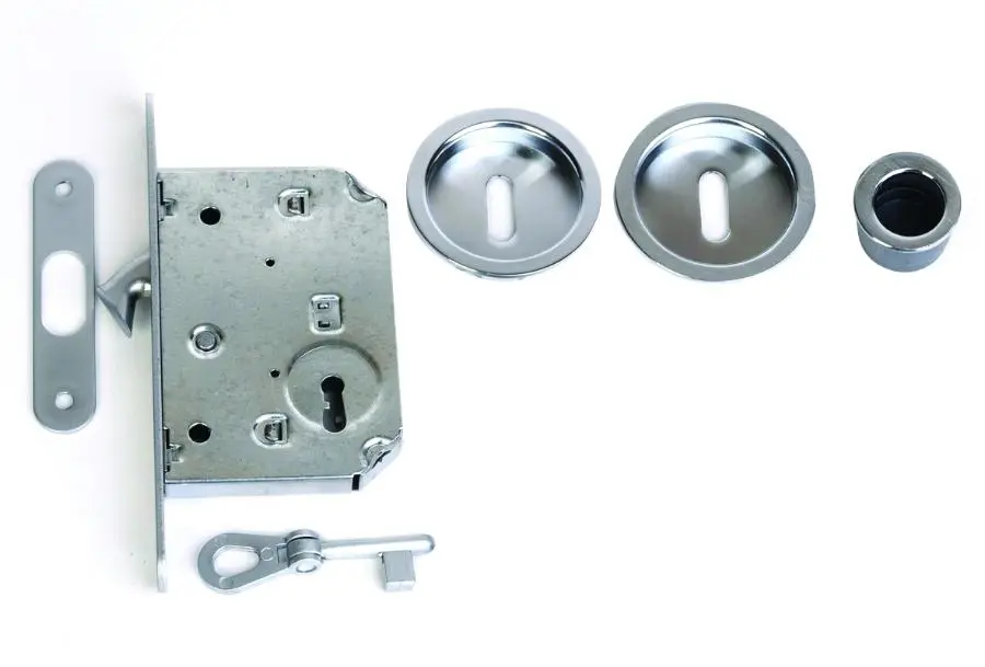 Serrure Clé L inox brossé - BLINDOMAX - pour porte à galandage - 488