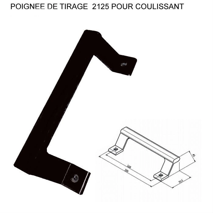 Poignée de tirage ALMA pour coulissant - Ral 9005 Noir - 2125-9005                                  