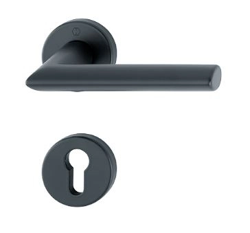 Paire de béquilles sur rosace Stockholm HOPPE 1140/42K/42KS Noir mat - Clé i - 11688464