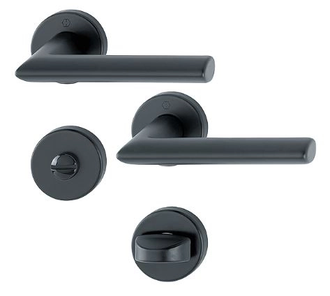 Paire de béquilles sur rosace Stockholm HOPPE 1140/42K/42KS Noir mat - Bec de cane condamnation - 11705218