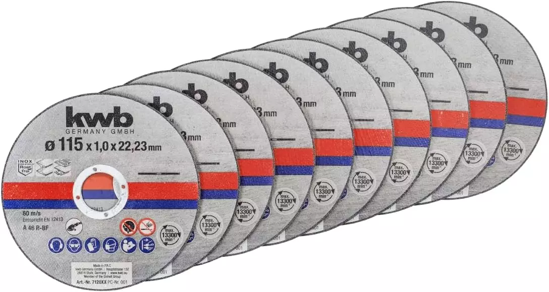 Disque à tronçonner KWB - Ø 115 x 22.23 x 1mm - Lot de 10 pièces - EINHELL - 712021 Disque à tronçonner KWB - Ø 115 x 22.23 x 1mm - Lot de 10 pièces - EINHELL - 712021