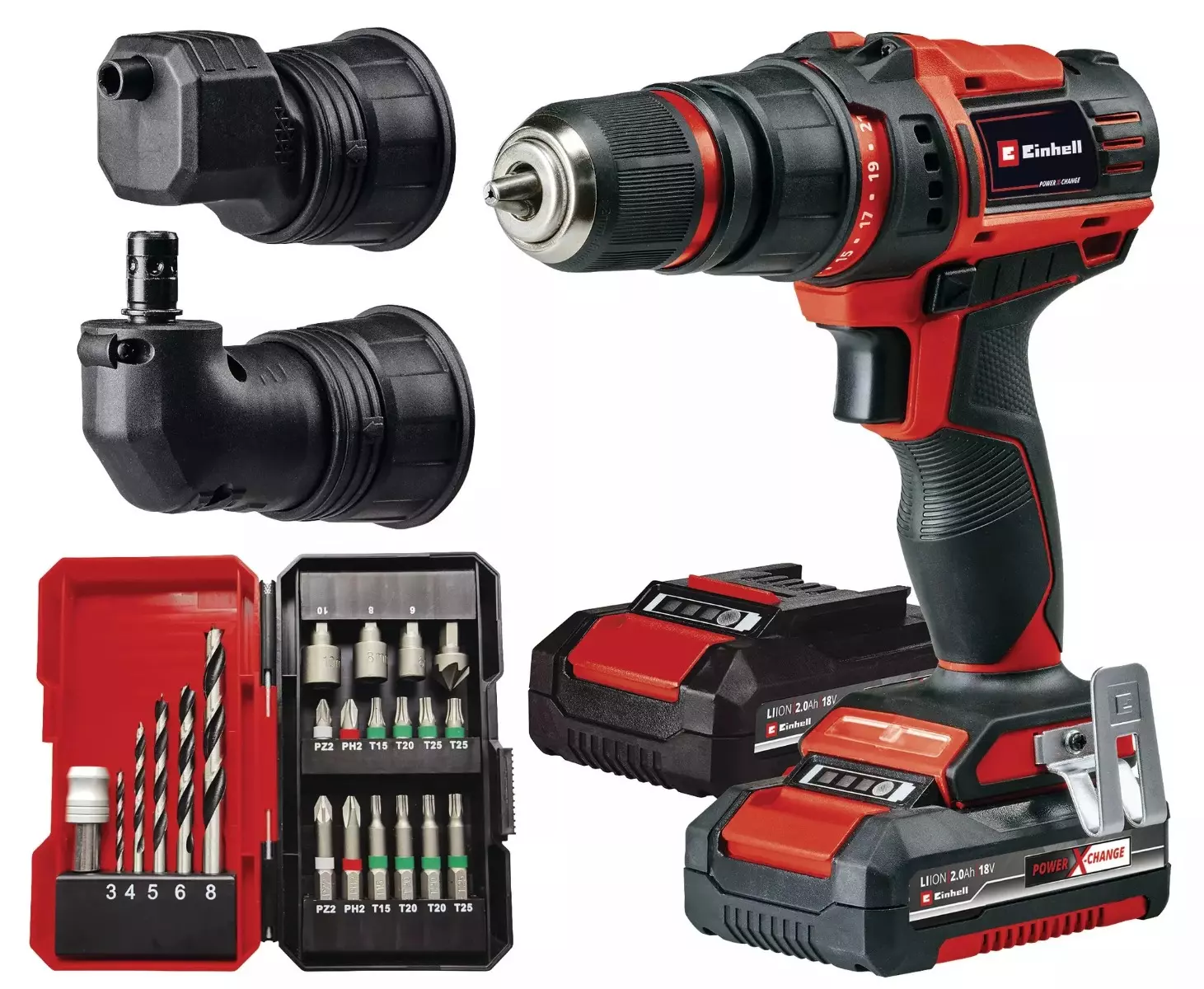 Perceuse-Visseuse sans fil TE-CD 18-45 3X-Li + kit de 22 accessoires et 2 batteries vendus en coffret - EINHELL - 4514235