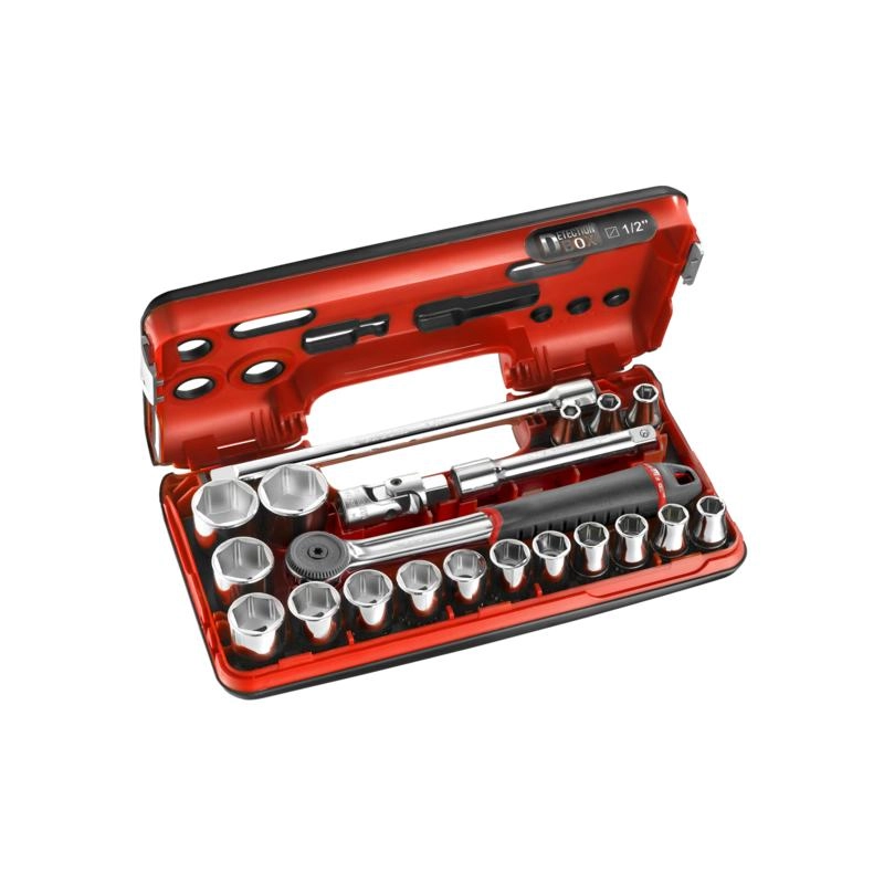 Coffret DBOX 21 pièces Cliquet étanche et douilles 1/2" 6 pans métriques FACOM - S.161DBOX1PB Coffret DBOX 21 pièces Cliquet étanche et douilles 1/2" 6 pans métriques FACOM - S.161DBOX1PB