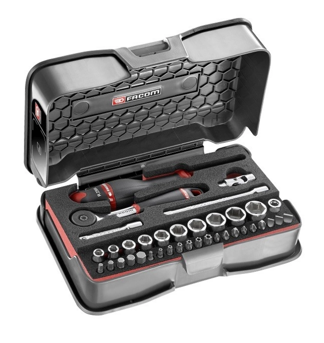 Coffret 37 pièces douilles 1/4" 6 pans métriques + embouts + plateau mousse FACOM - R.161-6M6PB Coffret 37 pièces douilles 1/4" 6 pans métriques + embouts + plateau mousse FACOM - R.161-6M6PB
