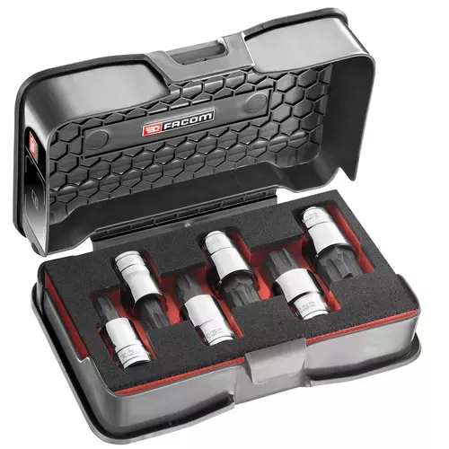 Douille à embout OGV GRIP 6 pans 1/2" FACOM 10 à 19 mm - 6 pièces - STM.J6MGRPPB