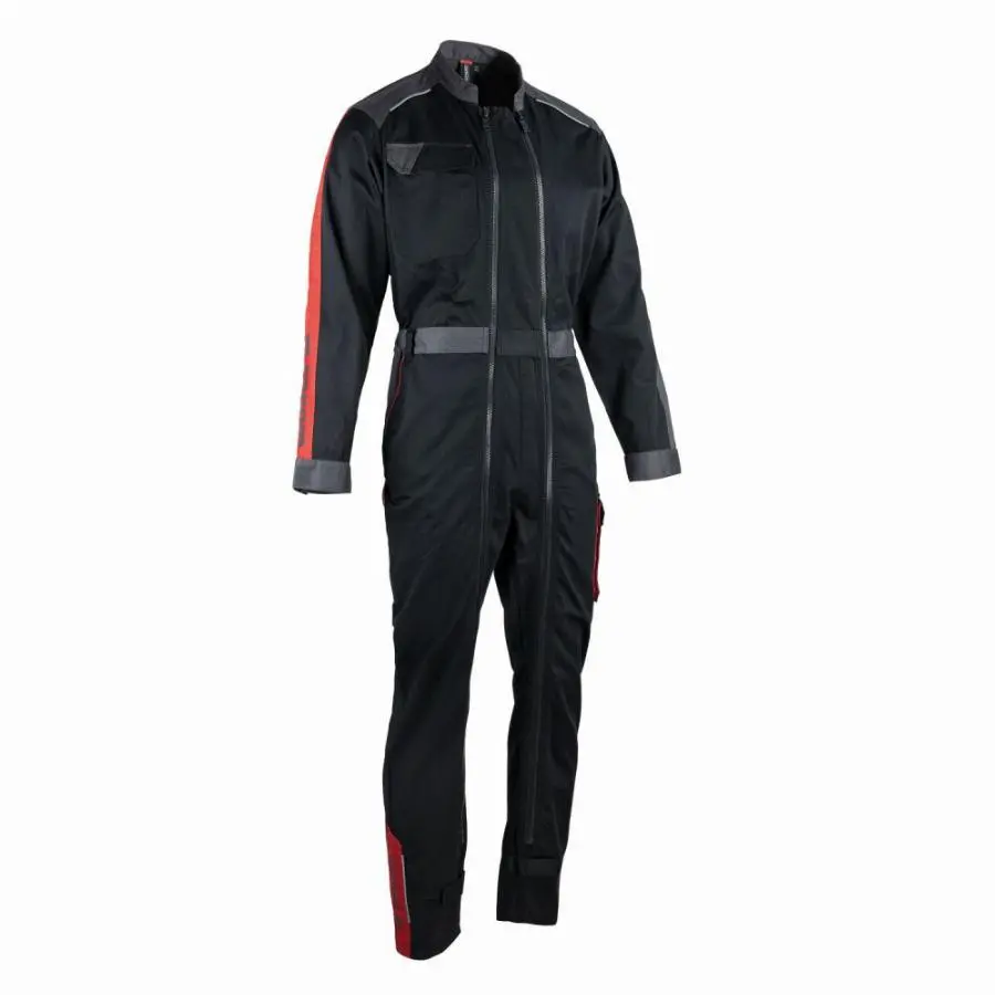 Combinaison de travail double zip FACOM Ship Noir/Gris/Rouge Taille L - FXWW4000E-L