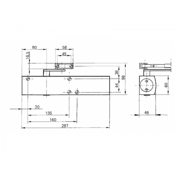 Ferme-porte TS4000 GEZE - Force réglable 1 à 6 - sans bras - Argent - 102789 