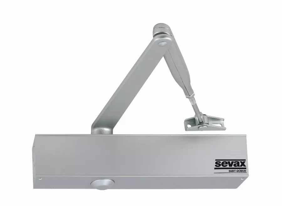 Ferme-porte pignon crémaillère - Bras compas F2 à 6 Argent SEVAX - ESV7181