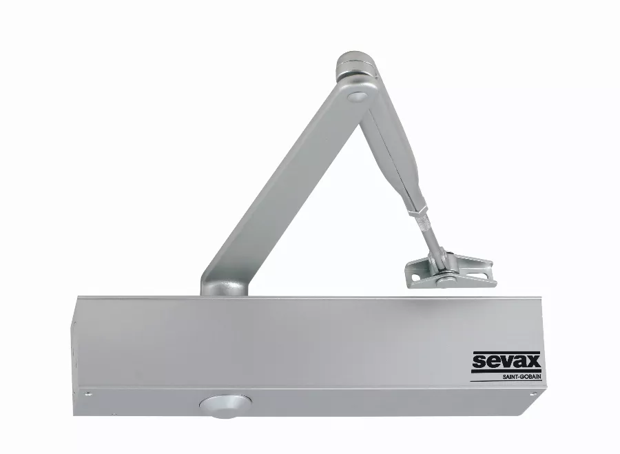Ferme-porte pignon crémaillère - Bras compas F2 à 6 Argent SEVAX - ESV7181 Ferme-porte pignon crémaillère - Bras compas F2 à 6 Argent SEVAX - ESV7181
