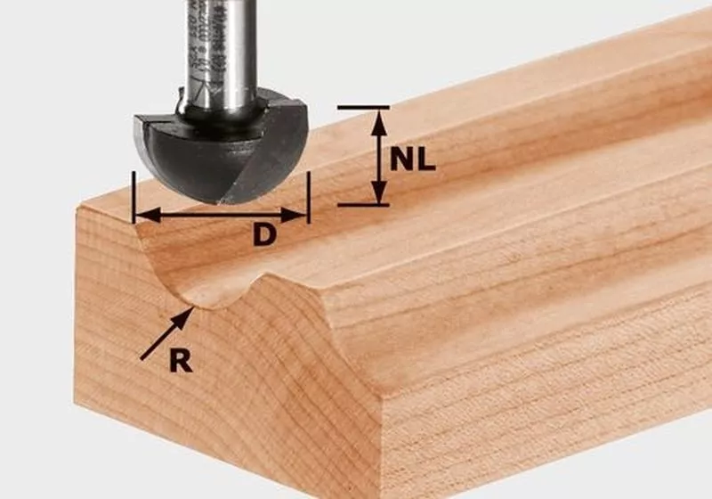 Fraise à gorge creuse HW avec queue de 8mm FESTOOL HW S8 R9,7 - 490986