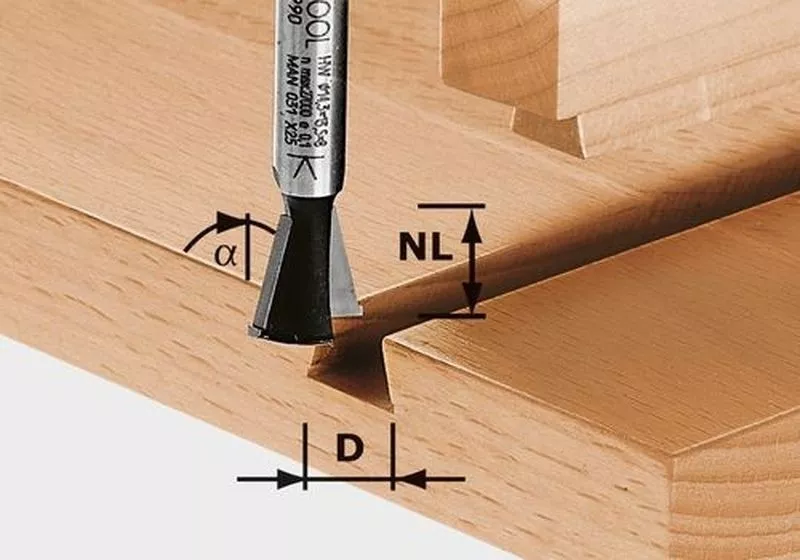 Fraise à queue d'aronde HW avec queue de 8mm FESTOOL HW S8 D14,3/13,5/15° - 490990