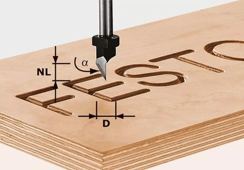 Fraise à graver HW avec queue de 8mm FESTOOL HW S8 D11/60° - 491003