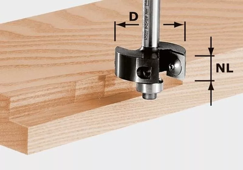 Fraise à feuillurer à plaquettes réversibles HW, queue de 8 mm FESTOOL HW S8 D38/12 - 491085
