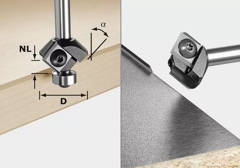 Fraise à rainurer pour fraiseuse pour plaque aluminium HW FESTOOL S8 HW 45° D27 12x12 KL - 499807