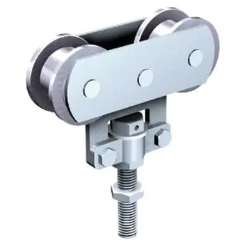  Monture fixation sur chant MANTION - 2 galets Delrin - Vis d'accrochage M10 - Capacité/porte: 40 kg - 235D