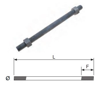 Entretoise galva 16 x 200/60 mm 2 écrous THEVENIN - 11160200