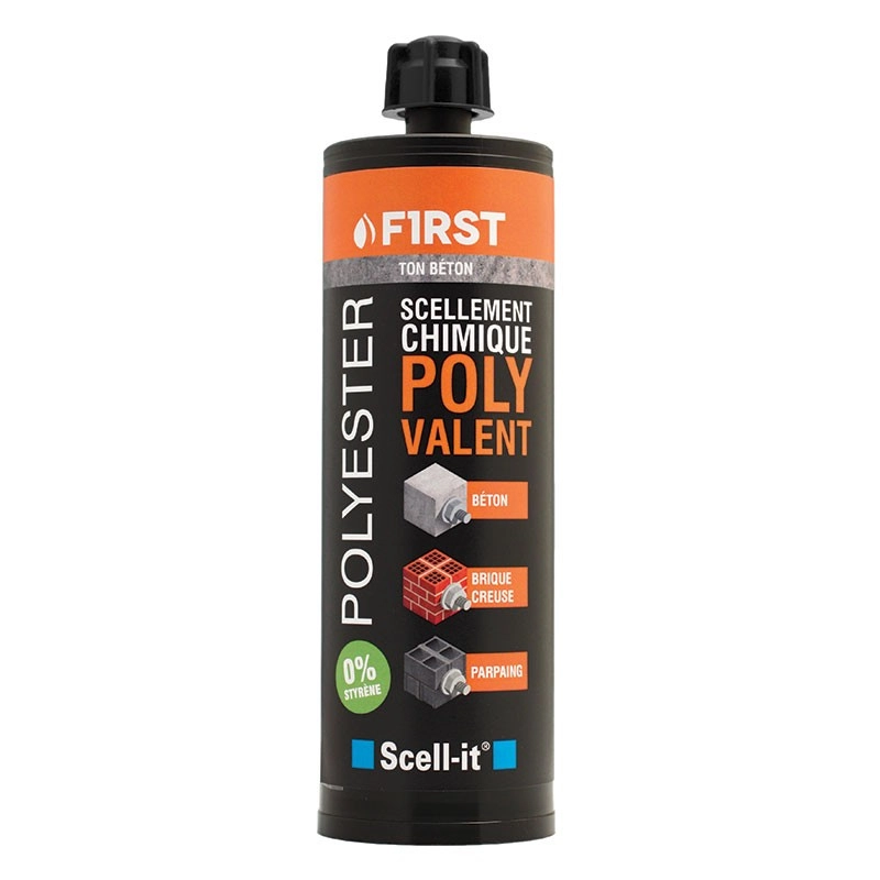 Cartouche scellement chimique polyvalent First SCELL-IT - 410 ml - Gris béton - FIRST410G           