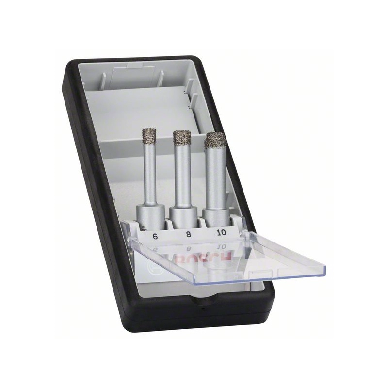 Forets diamantés à sec BOSCH Robust Line Easy Dry Best for Ceramic - Set de 3 pièces - 2608587145