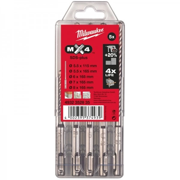 Coffret 5 Forets MX4 Ø 5.5 - 8 mm MILWAUKEE - 4932352835 Coffret 5 Forets MX4 Ø 5.5 - 8 mm MILWAUKEE - 4932352835