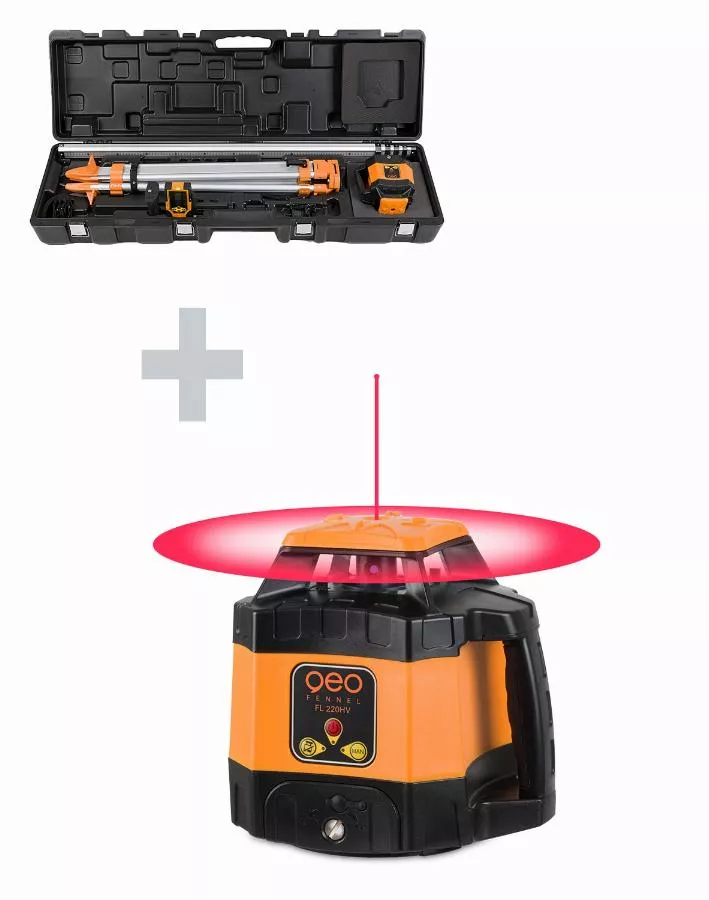 Pack laser rotatif FL 220HV + trépied + mire + valise GEO FENNEL - 220000-BC
