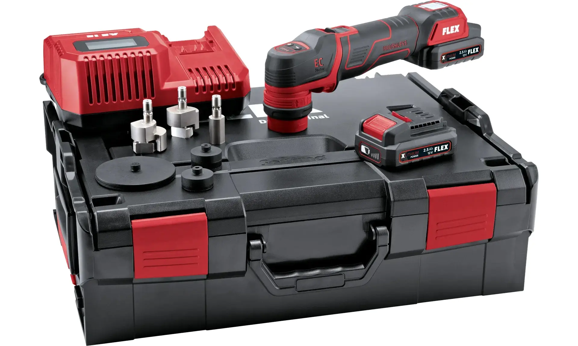 Polisseuse sur batterie intelligente 12 V, rotative et excentrique à rotation libre - FLEX - avec 2 batteries 2,5Ah - chargeur - COFFRET - 532268