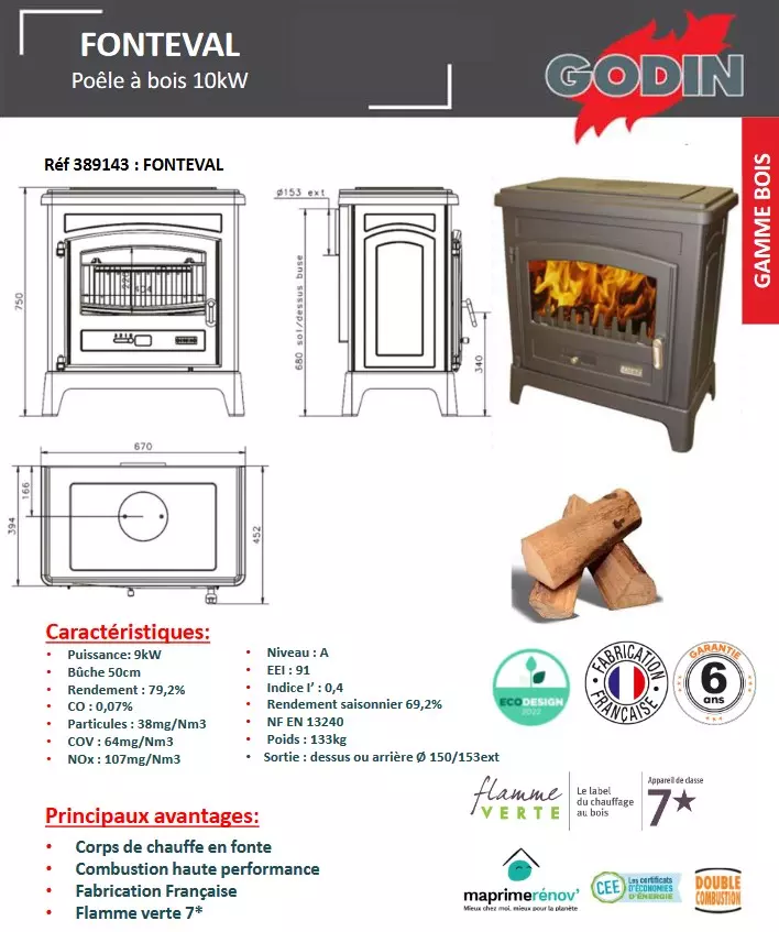 Poêle à bois Godin Le Neo - Poêle et Ambiance Poêle à bois Godin Le Neo - Poêle et Ambiance