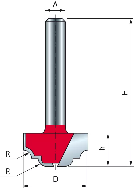 Mèche à rainurer décorative arrondie FREUD - Ø25,4 H12,7/44,7 Q8 Z2 - F03FR01861 -39-10208P